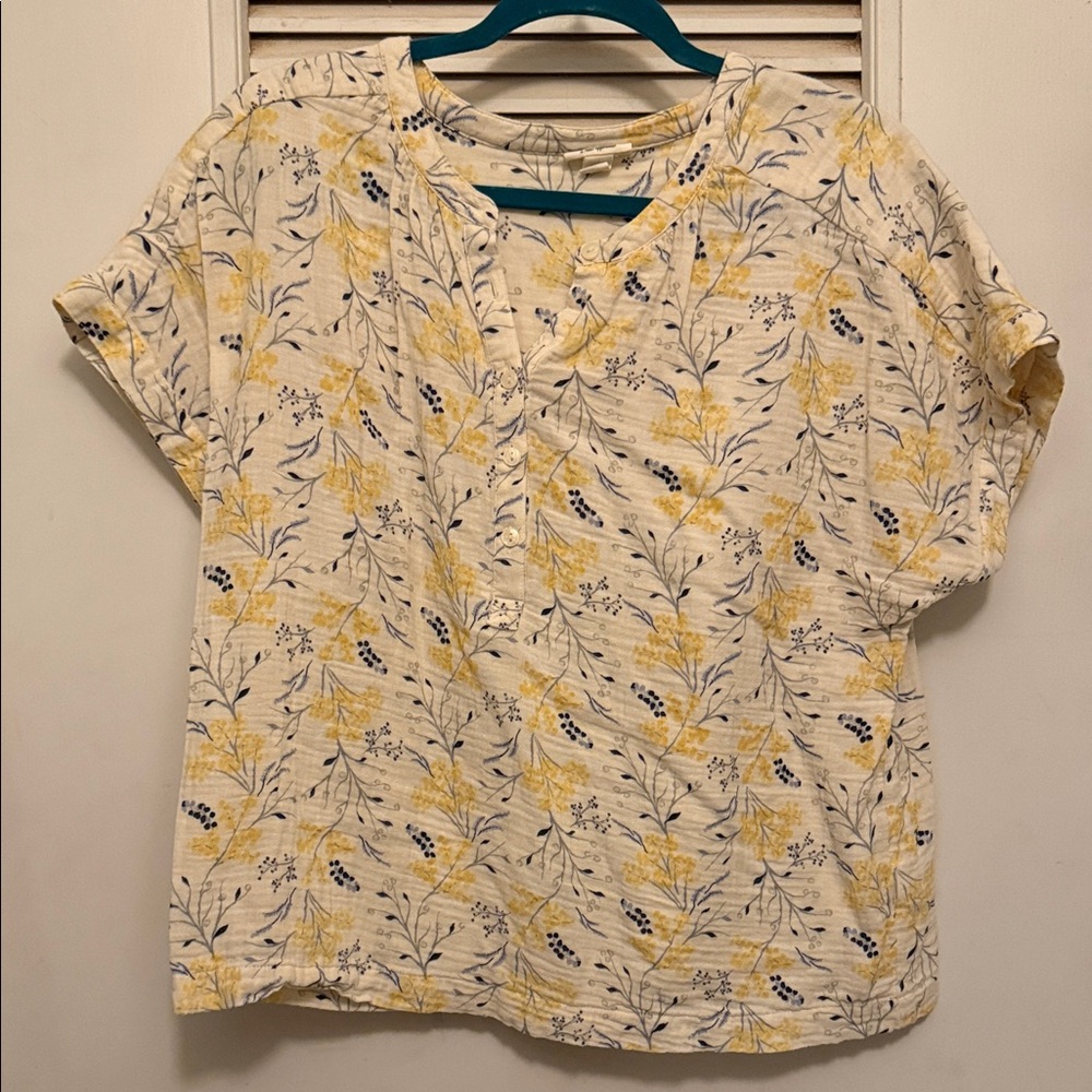 a.n.a Yellow and Blue Floral Blouse